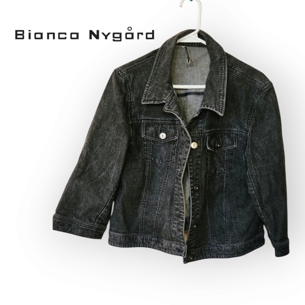 Bianca Nygård Blue Denim Button Up Jacket Womens Size 14 - Picture 8 of 9